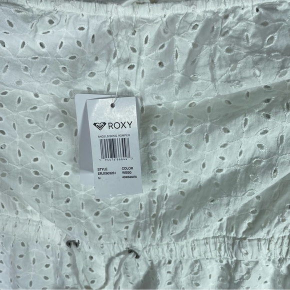 Roxy Young Women's Angels Song Romper Bright White M cottage core embroidered - Picture 7 of 12